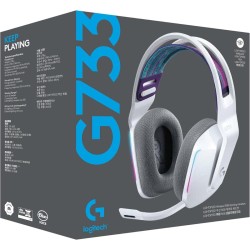 Logitech G733 Lightspeed Wireless Gaming Headset with Suspension Headband, Lightsync RGB-WHITE