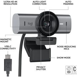Logitech MX Brio 4K Ultra UHD Webcam - Graphite