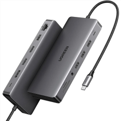  USB-C to 2*USB-A3.2+1*USB-A3.0+USB C3.2+2*HDMI+RJ45 Gigabit+SD&TF  +3.5mm+PD port Converte