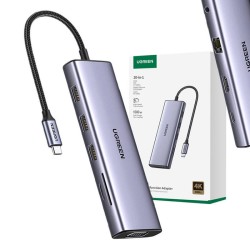  UGREEN USB-C 3*USB 3.0 A+HDMI  4K@30Hz;2K@60HZ;1080P@120Hz + VGA +  RJ45 + SD/TF + 3.5mm Audio + PD Adapter