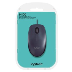 Logitech M100 Wired Optical USB Mouse Ambidextrous - Black
