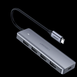 60600\CM475\UGREEN USB-C to 3×USB-A 3.0 Hub Up to  5Gpbs + RJ45 (1000M) Ethernet Adapter  (Aluminium Case
