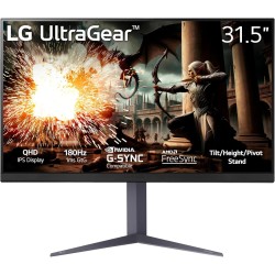 LG UltraGear 32GS75Q 32" QHD IPS Gaming Monitor - 180Hz, 1ms, HDR400, G-SYNC Compatible, Adjustable Stand - Black