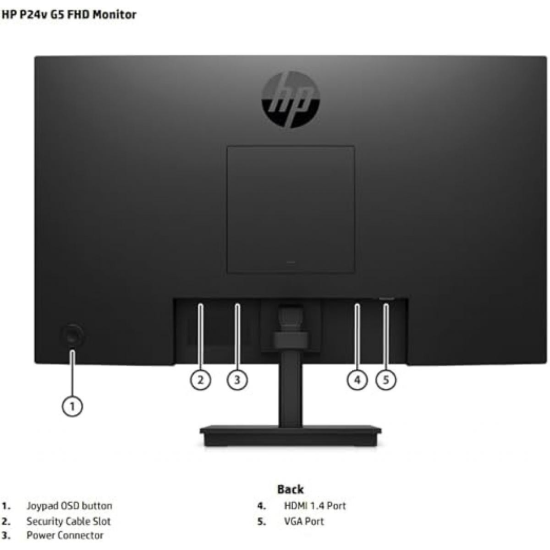 HP P27 G5 Monitor FHD 1920 x 1080 @ 75 Hz 250 nits 1x VGA 1x HDMI 1.4 1x DisplayPort™ 1.2 Black| 3 years warranty