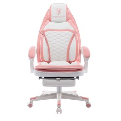 Dowinx Gaming Chair Ergonomic with Footrest and Double Layer Thick Cushion PU Leather Pink