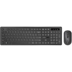 Promate Wireless Keyboard and Mouse Combo Kit, Slim Full-Size2.4Ghz Wireless Keyboard, 1600 DPI Ambidextrous Mouse, Nano USB Receiver, Quiet Keys, Angled Kickstand
