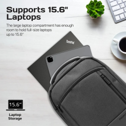 Promate Satchel Travel Laptop Backpack Premium Sleek Lightweight Water-Resistance & Secure Zippers for 15.6" Laptops - Black