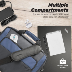 Promate Limber-MB Messenger Lightweight 15.6" Laptop Bag w/ Secure Zippers Water-Resistance Luggage Belt - Black