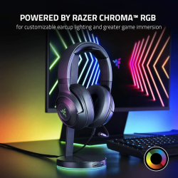 Razer Kraken V3 X Wired USB 7.1 Surround Sound Lightweight Build Triforce 40mm Drivers HyperClear Cardioid Mic Chroma RGB Lighting - Black