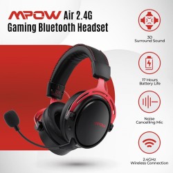 Mpow Air 2.4G Wireless Gaming Headset Black silver