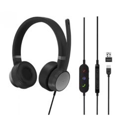Lenovo Go Wired ANC Headset Wired Headband Car/Home Office USB Type C Black (Thunder Black)