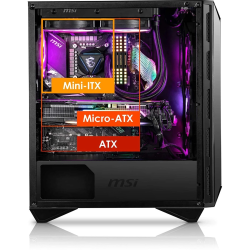MSI MPG GUNGNIR 110R Premium Mid-Tower Gaming PC Case 4 x ARGB 120mm Fans Liquid Cooling Support up to 360mm Radiator - Black
