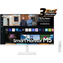 SAMSUNG M5 (BM501) 27" FHD HDR10 Smart Monitor 4ms (GTG),1B Colors & USB Ports - with Netflix, YouTube & Apple TV Streaming - Remote Control - White