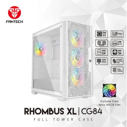 Fantech RHOMBUS XL CG84 Mid Tower Mesh Front Panel & Tempered Glass Side w/ 4x ARGB Fan - White