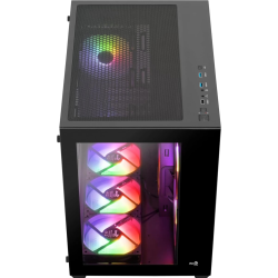 Aerocool Dryft Mini Panoramic View Full Tempered Glass Front & Side Panels 6x Pre-Installed Fans w/ Customizable Lighting Effects - Black