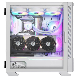 MSI MPG Velox 100R Mid-Tower Case Tempered Glass 4x 120mm ARGB Fans Liquid Cooling Support up to 360mm Radiator Mesh Panel for Optimized Airflow - White
