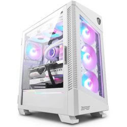 MSI MPG Velox 100R Mid-Tower Case Tempered Glass 4x 120mm ARGB Fans Liquid Cooling Support up to 360mm Radiator Mesh Panel for Optimized Airflow - White