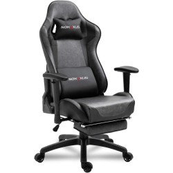 NOKAXUS Gaming Chair w/ Strong Metal Frame, High Density Foam, Leather, Reclining 90-180 Degrees, Footrest, 2D Armrest, Head Pillow & Waist (USB Massage Function) Cushion, Weight Load (100-160 Kg) - 