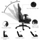 NOKAXUS Gaming Chair w/ Strong Metal Frame, High Density Foam, Leather, Reclining 90-180 Degrees, Footrest, 2D Armrest, Head Pillow & Waist (USB Massage Function) Cushion, Weight Load (100-160 Kg) -